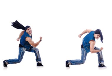 Dansçı beyaz üzerinde dans ediyor