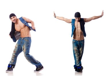 Dansçı beyaz üzerinde dans ediyor