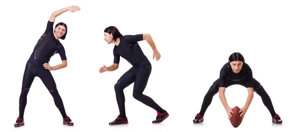 Young man doing exercises on white — Stock Photo, Image