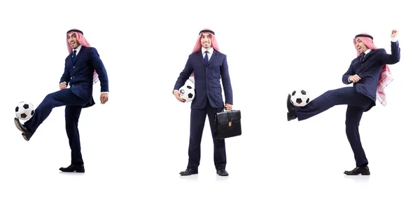 Homme d'affaires arabe avec football — Photo