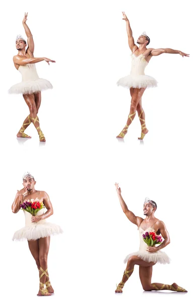 Hombre en tutú de ballet aislado en blanco —  Fotos de Stock