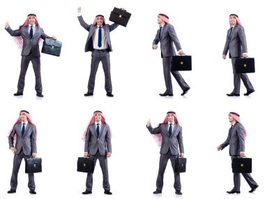 Arap işadamıyla bir dizi fotoğraf.