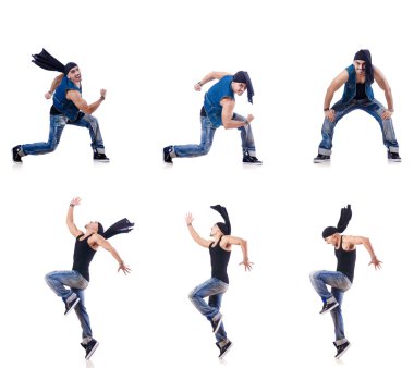 Dansçı beyaz üzerinde dans ediyor