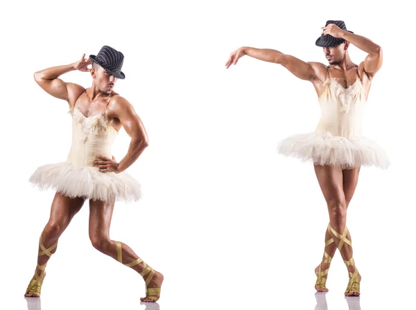 Hombre en tutú de ballet aislado en blanco —  Fotos de Stock