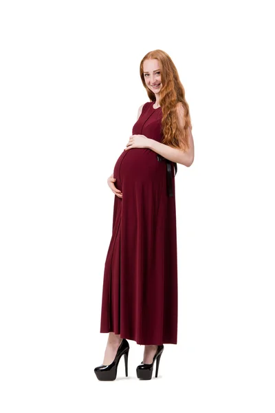 Ung gravid kvinna isolerad på vit — Stockfoto