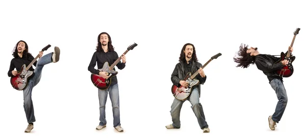 Rolig gitarrist isolerad på vitt — Stockfoto