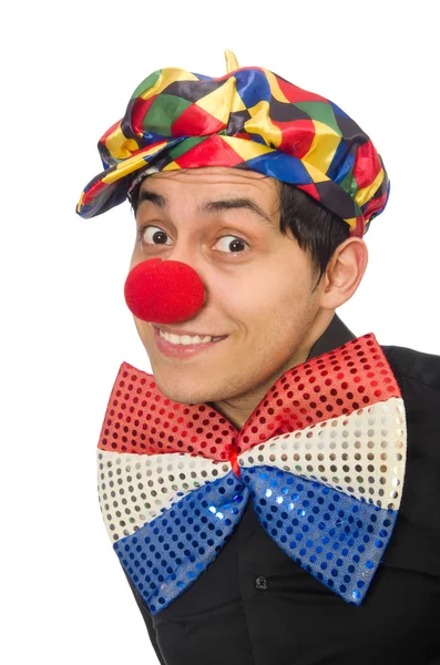 Rolig clown isolerad på vit bakgrund — Stockfoto