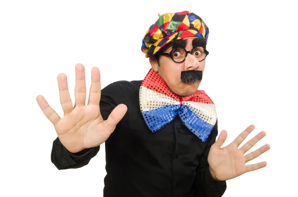 Clown isoliert auf weißem Hintergrund — Stockfoto