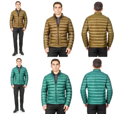 Moda konsepti olan genç bir adam beyazlara izole edilmiş.