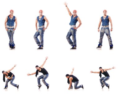 Dansçı beyaz üzerinde dans ediyor