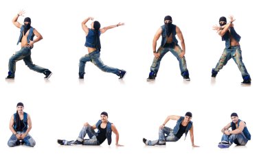 Dansçı beyaz üzerinde dans ediyor