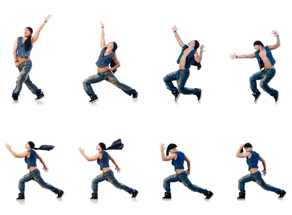 Tänzerin tanzt auf dem Weißen — Stockfoto