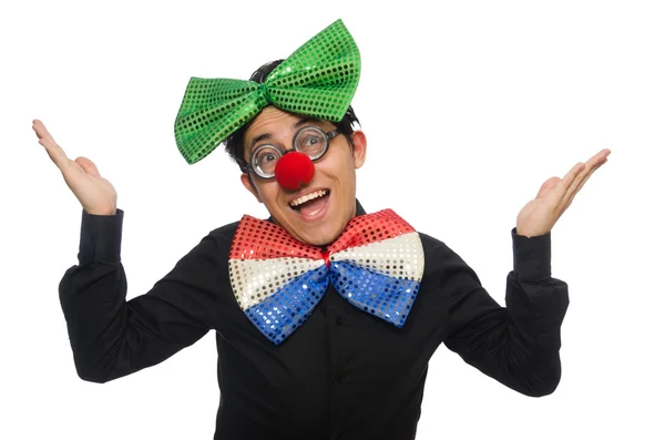 Clown isoliert auf weißem Hintergrund — Stockfoto