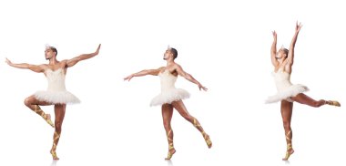 Beyaz bale etekli adam izole edilmiş.