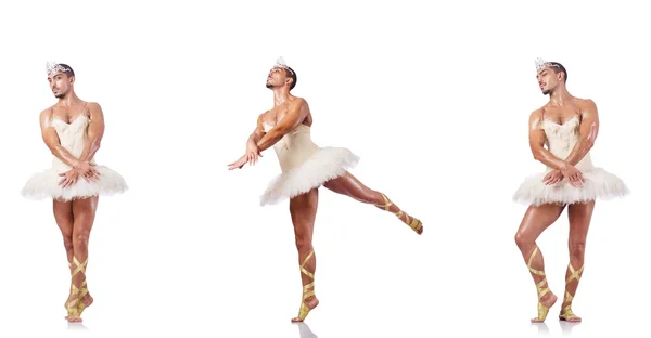 Man in ballet tutu geïsoleerd op wit — Stockfoto