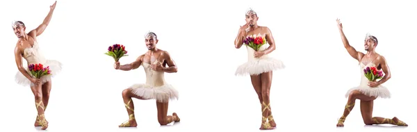 Hombre en tutú de ballet aislado en blanco —  Fotos de Stock