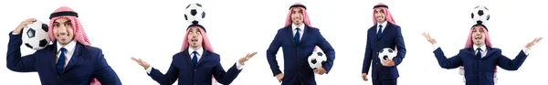 Hombre de negocios árabe con fútbol — Foto de Stock