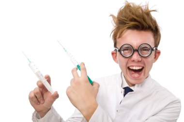 Beyaz tenli komik doktor.