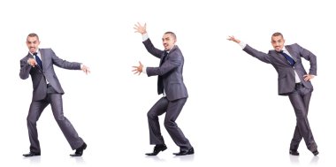 Dansçı iş adamı beyazlar içinde.