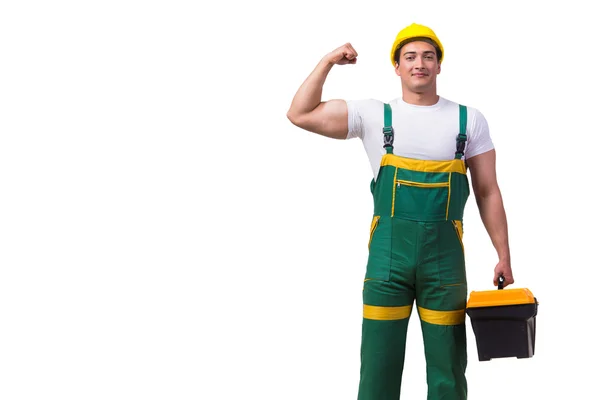 Man with toolbox isolated on the white background — Stock Photo, Image