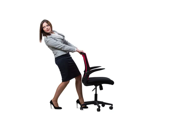 Businesswoman sitting isolated on white background — Stock Photo, Image