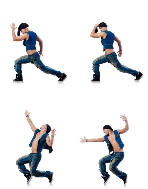 Dansçı beyaz üzerinde dans ediyor