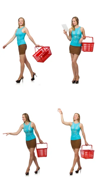 쇼핑 바구니를 든 여자의 사진 — 스톡 사진