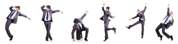 Dansende zakenman geïsoleerd op wit — Stockfoto