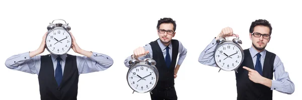 Collage de hombre de negocios con reloj en blanco — Foto de Stock