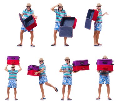 Seyahat konsepti beyaz bavullu