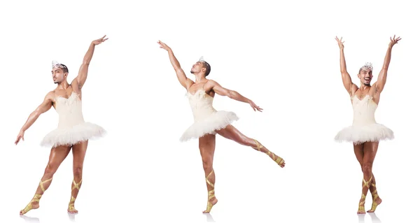 Man in ballet tutu geïsoleerd op wit — Stockfoto