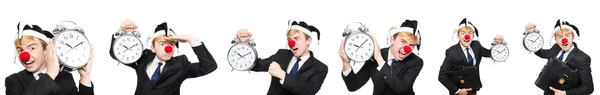 Zakenman clown in grappig concept geïsoleerd op wit — Stockfoto