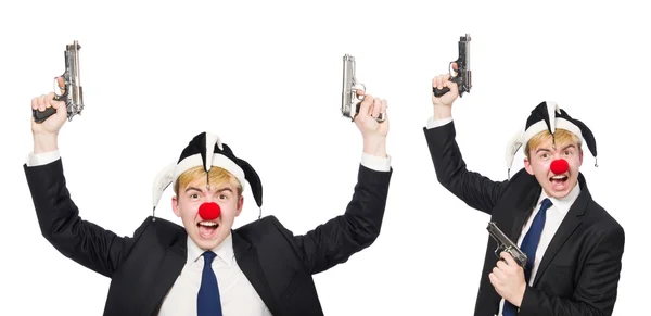 Affärsman clown i roligt koncept isolerad på vitt — Stockfoto