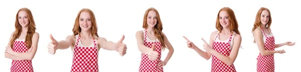 Woman cook isolated on the white — Stock Photo, Image