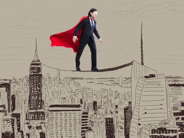 Superman en de stad in concept — Stockfoto