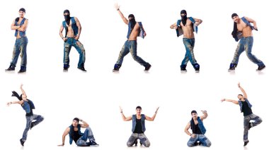 Dansçı beyaz üzerinde dans ediyor