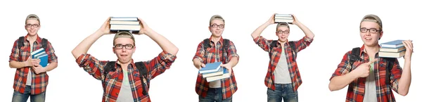 Foto compuesta de estudiante con libros — Foto de Stock