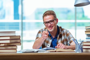 Genç erkek öğrenci lise sınavlarına hazırlanıyor