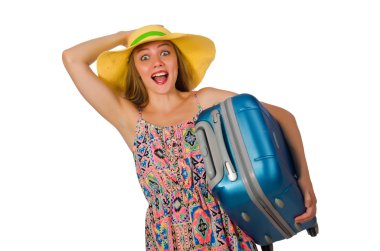 Bavullu kadın beyazı soyutladı.