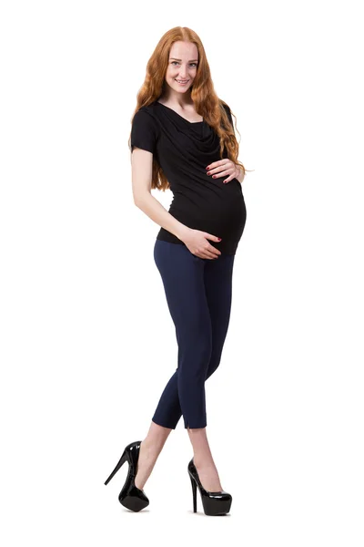 백인에게 고립된 젊은 임신부 — 스톡 사진