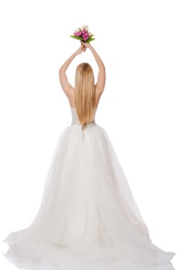 Çiçekler beyaz izole gelinle