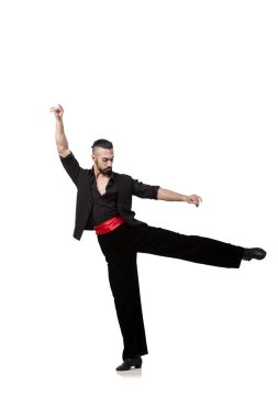 Erkek dansçı beyaz izole İspanyol dansları