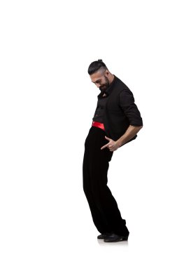 Erkek dansçı beyaz izole İspanyol dansları
