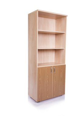 Ofis dolabı rafı beyaz arkaplanda izole edilmiş