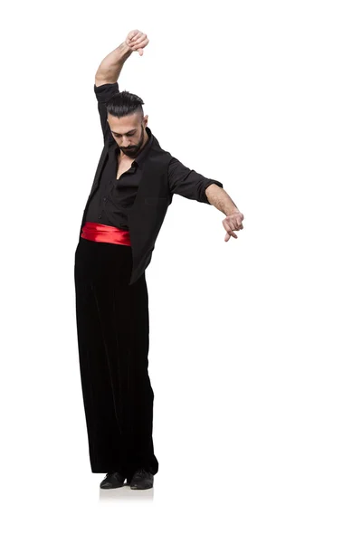 Man dansare dansa spanska danser isolerad på vit — Stockfoto