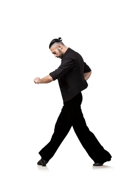 Erkek dansçı beyaz izole İspanyol dansları — Stok fotoğraf