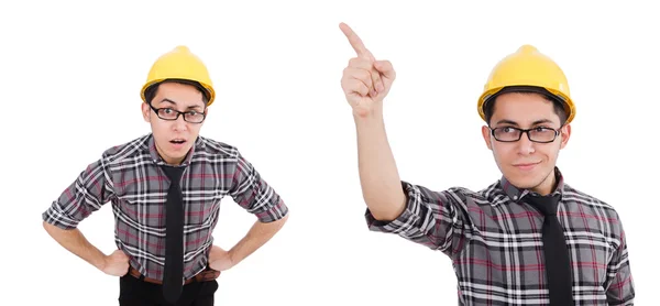 Trabajador industrial aislado en el fondo blanco — Foto de Stock