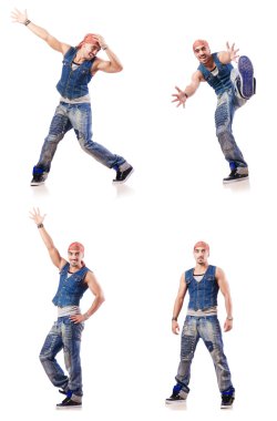 Dansçı beyaz üzerinde dans ediyor