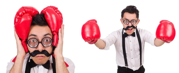 Boxeador divertido aislado en el fondo blanco —  Fotos de Stock