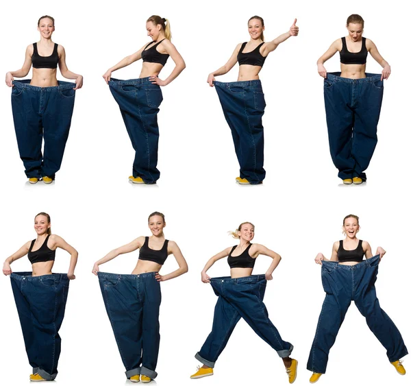 Samengestelde foto van vrouw in dieet concept — Stockfoto